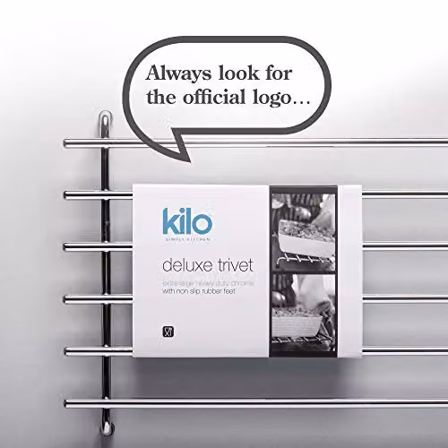 Kilo Deluxe Rectangular Metal Trivet in Silver, W: 24 cm, D: 20 cm, H: 2 cm – 5