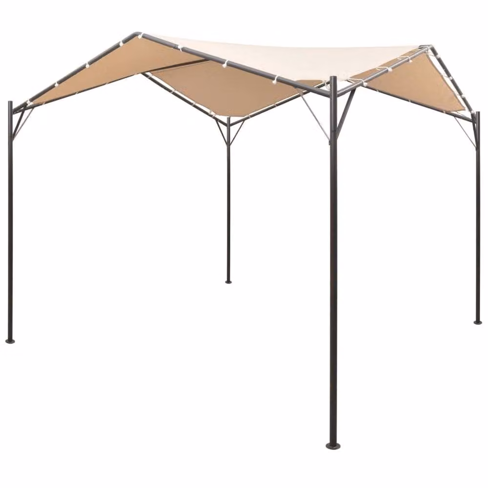 Berkfield Home Gazebo Pavilion Tent Canopy in Beige with Steel Frame, W: 400 cm, D: 400 cm, H: 260 cm – 2