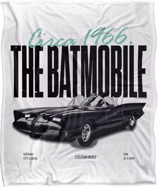 LOGOVISION Batman Classic TV Series The Batmobile Super Soft Fleece Throw Blanket, Multicolour, W/D/H: 91 x 147 cm – 4