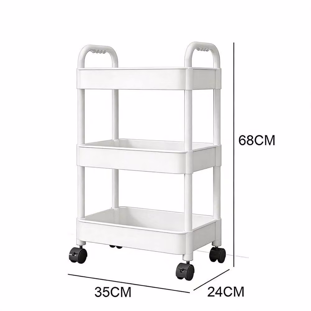 FORGEVIO 3-Tier Storage Trolley Cart with Wheels, White Kitchen Rack – 2