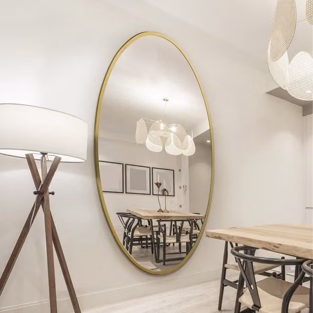 MirrorOutlet Ovale Oval Hanging Mirror in Gold and Black