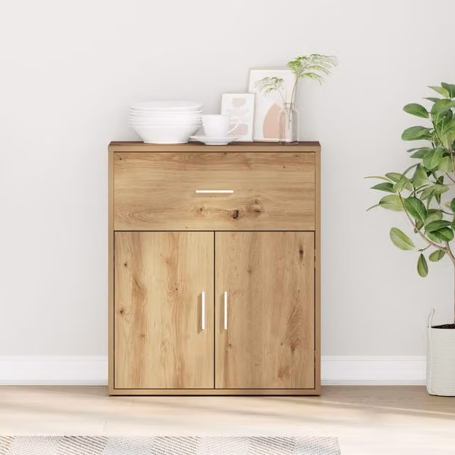 Berkfield Home Artisan Oak Sideboard in Brown, W/D/H: 60 x 31 x 70 cm