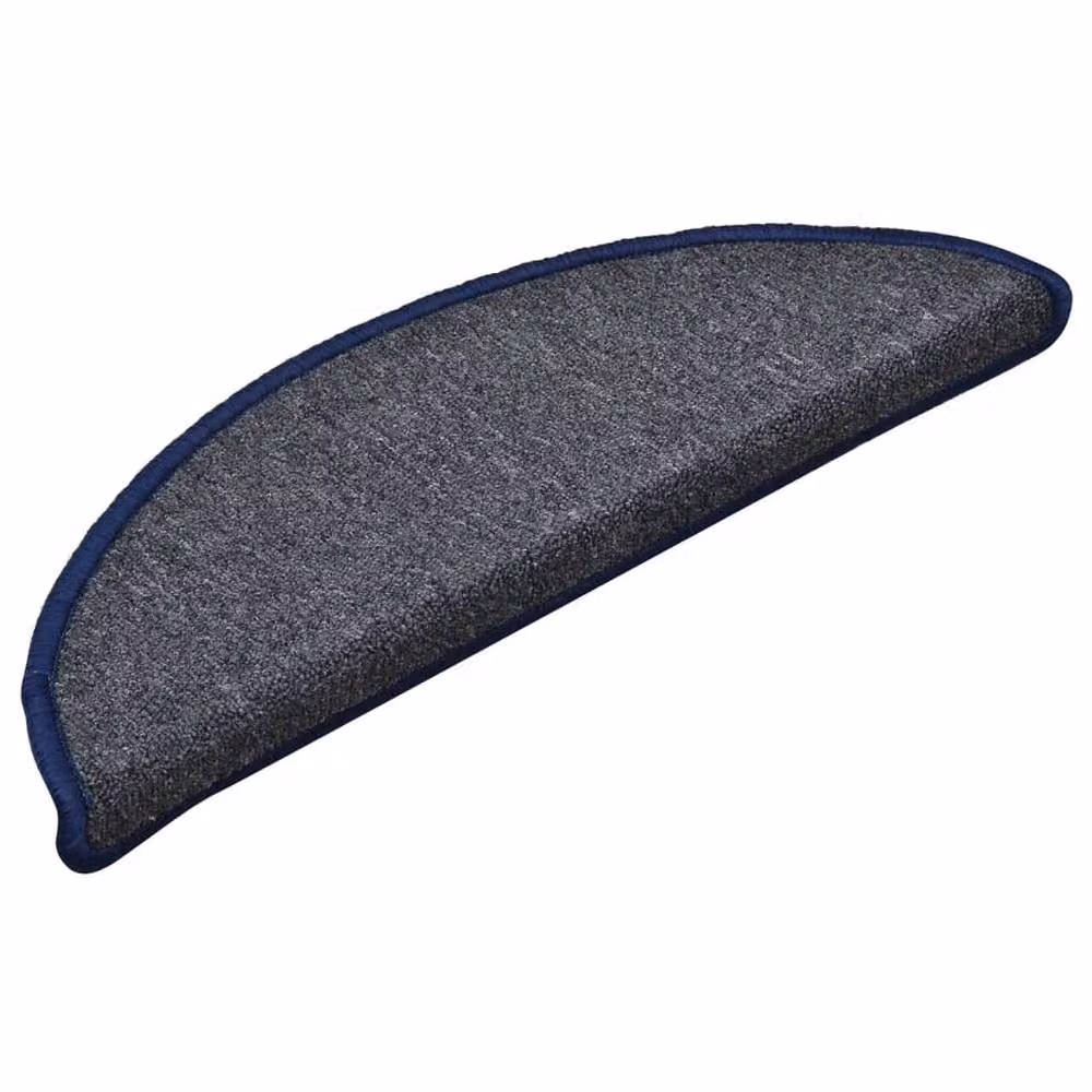 Berkfield Home Self-Adhesive Carpet Stair Treads, 15 Pieces, Dark Grey and Blue, W: 56 cm, D: 17 cm, H: 3 cm – 3