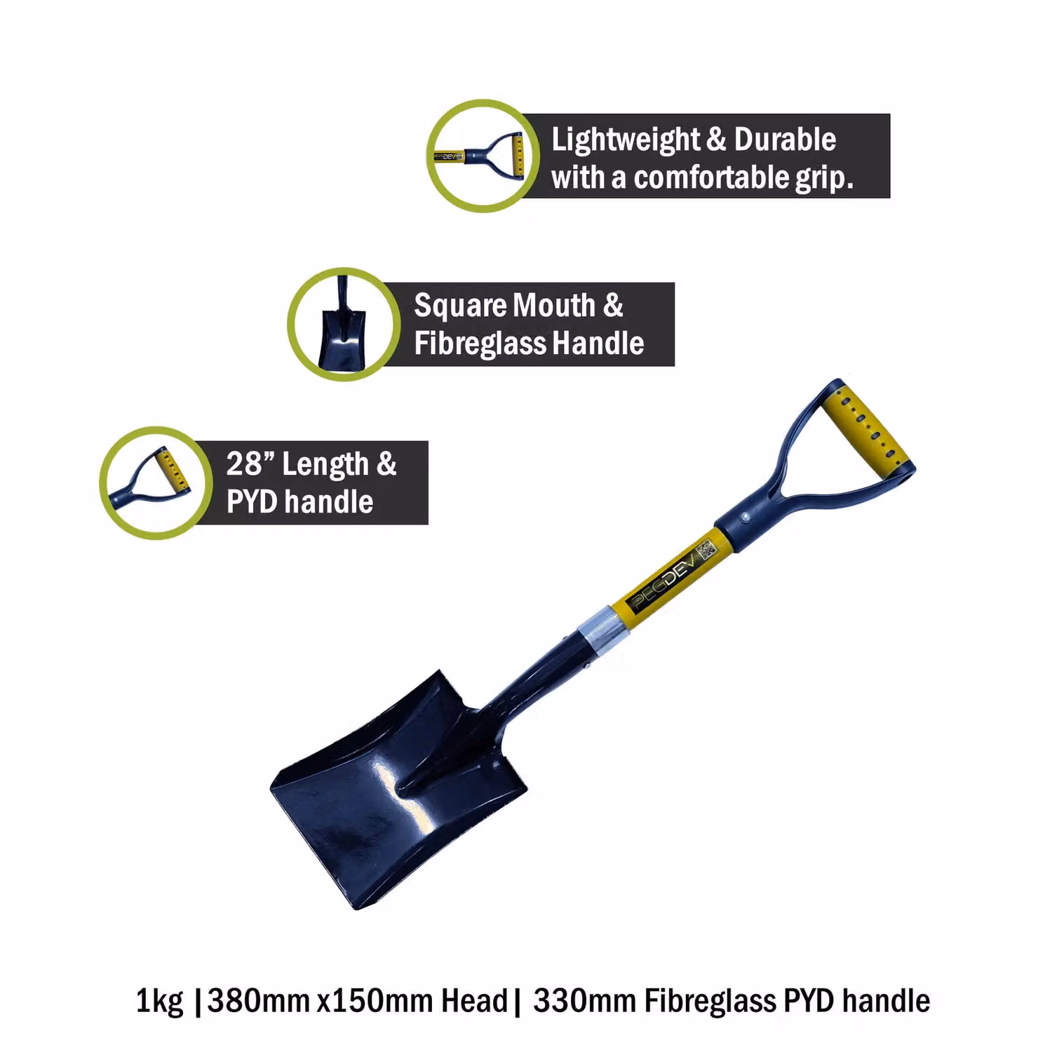 Pegdev Kids Square Mouth Shovel in Blue with Fibreglass Handle – 3