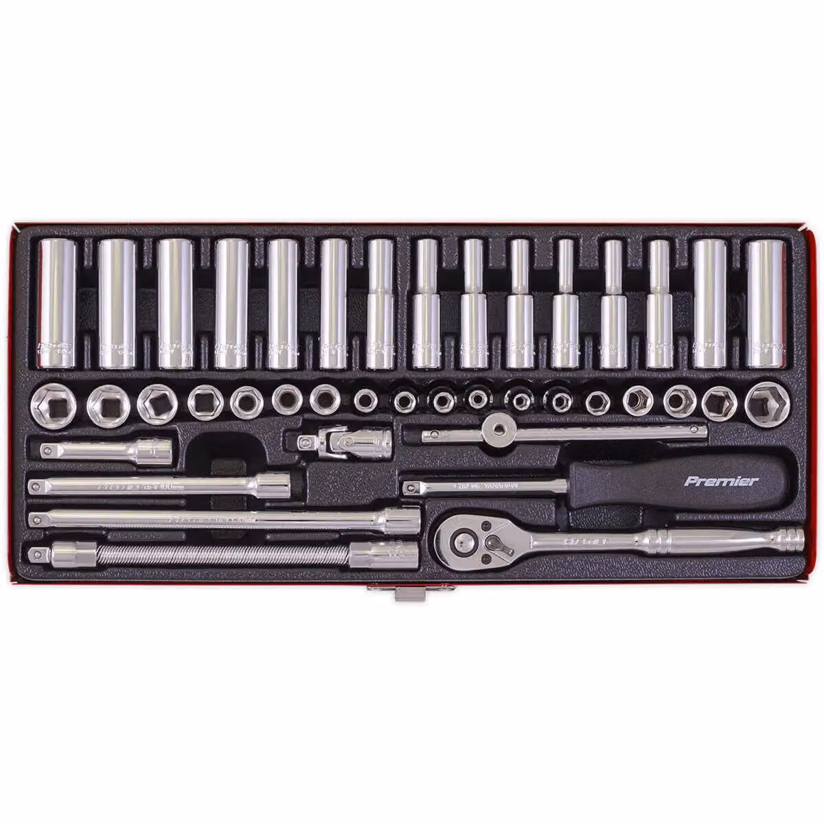 Loops 41 Piece Socket Set with 1/4 Inch Metric and Imperial Square Drive and 6 Point Socket Ratchet Handle in Multicolour – 3