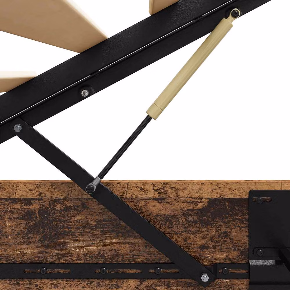Berkfield Home Ottoman Bed Frame in Brown Old Wood, W/D/H: 90 x 203 x 25 cm – 5