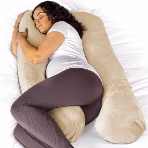 Aamira U Shaped Memory Foam Pregnancy Pillow in Grey and Multicolour Velvet – 1