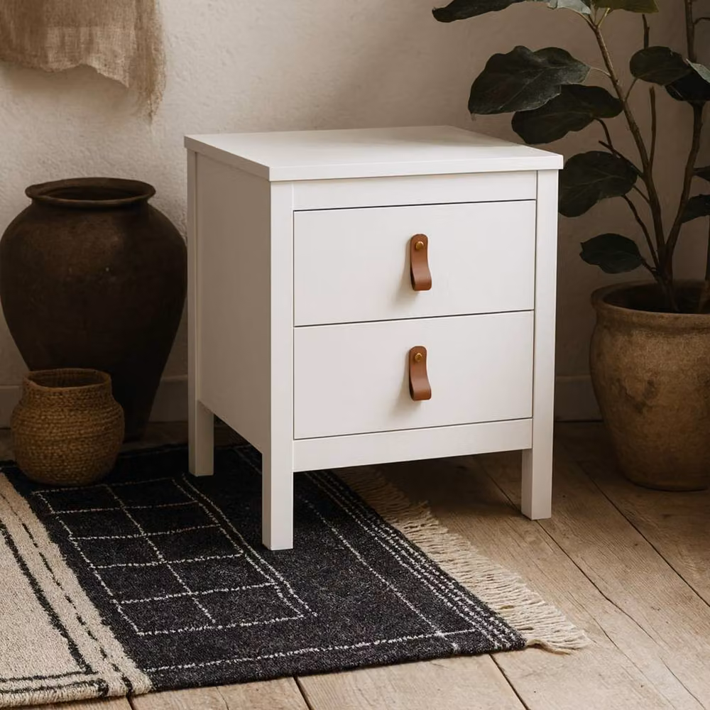 Wyld Haus Wyldberry Matt White Wooden Bedside Table with 2 Drawers, W/D/H: 38.4 x 38.4 x 54.1 cm – 2