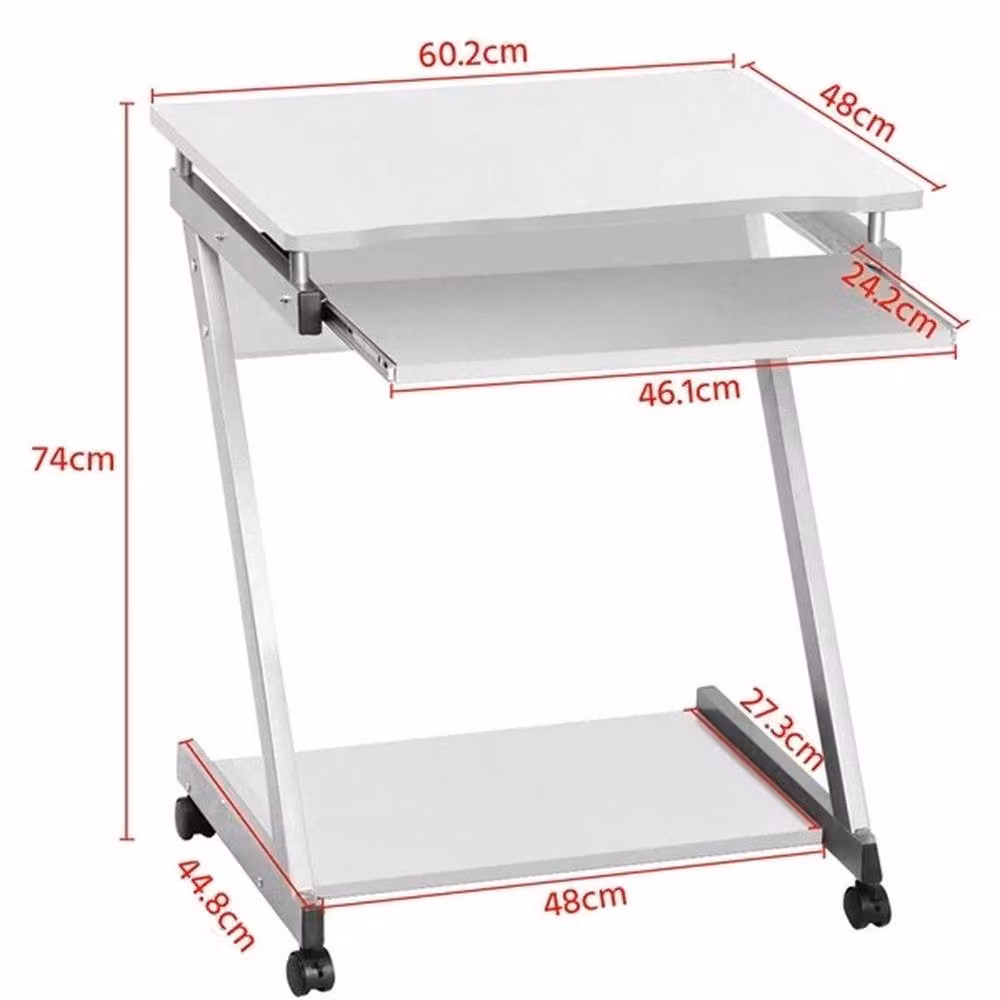 EONLION White Modern Computer Desk with Castors, Width: 100 cm – 2