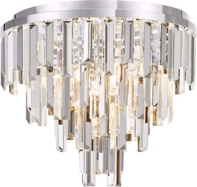 Där Lighting Fuentes 5 Light Flush Ceiling Light in Polished Chrome and Crystal Silver
