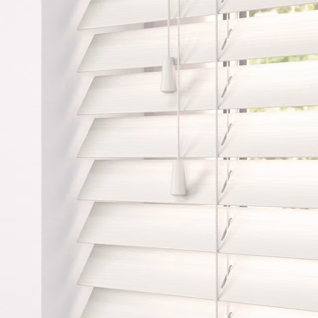 Terrys Elementi Fauxwood Made To Measure Venetian Blind, 50mm, Dream Fine Grain, White