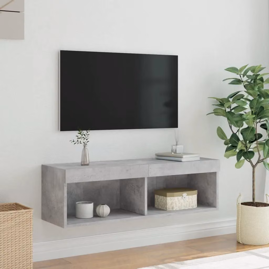 Berkfield Home Modern TV Cabinet with LED Lights in Concrete Grey, W/D/H: 100 x 30 x 30 cm – 4