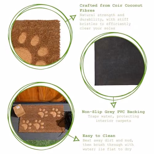 Nicola Spring Coir Door Mat Set of 2, Brown, W/D: 60 x 40 cm – 3