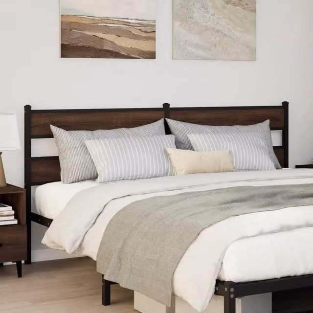Berkfield Home Classic Headboard in Brown Oak with Steel and Engineered Wood, 180 cm