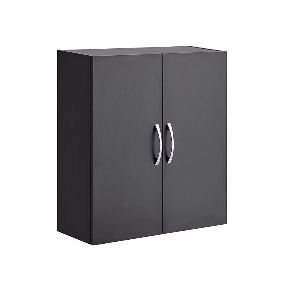 SoBuy Modern Wall-Mounted Bathroom Cabinet in Matt Black with Soft-Close Hinged Doors and Internal Shelves – 2