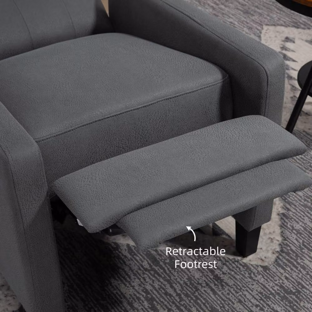 Wyld Haus Lino Microfibre Button Tufted Wingback Recliner Armchair in Grey – 6