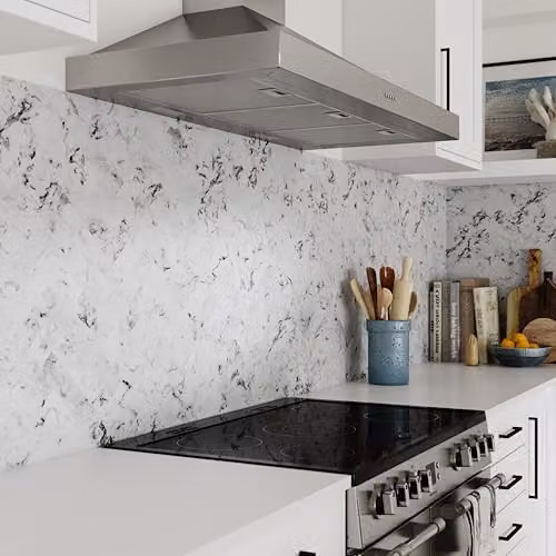 Wilsonart Marble Look Herringbone Kitchen Splashback Panel, White Aluminium, W: 300 cm, H: 75 cm, D: 0.4 cm – 2