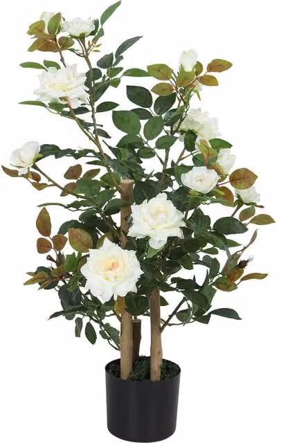 HOMCOM White Artificial Rose Tree with 344 Silk Leaves and 17 Flowers, Height: 90 cm – 1