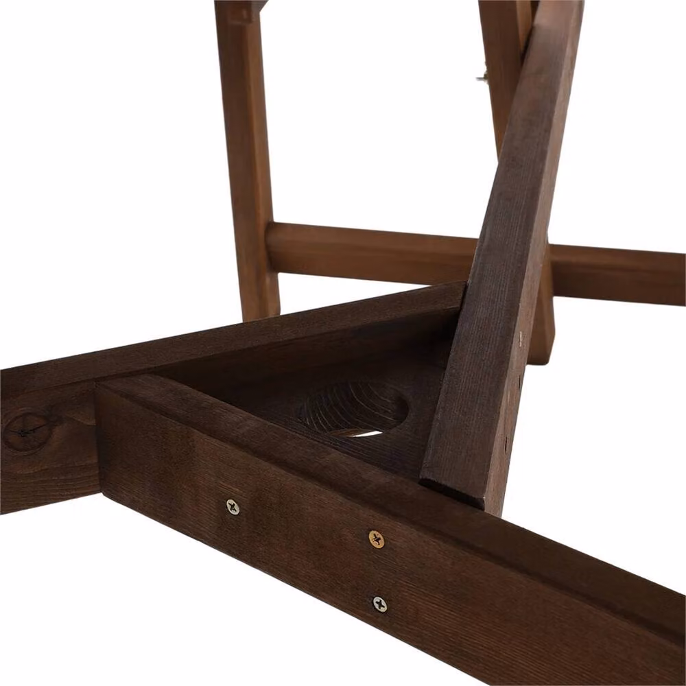 NESTLUNE 6 Seater Wooden Round Picnic Table and Bench Set in Brown – 3