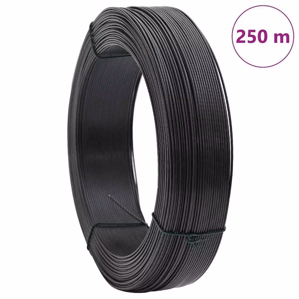 Berkfield Home Anthracite Black Plastic Coated Steel Fence Binding Wire, 250 m, 0.9/1.4 mm – 7