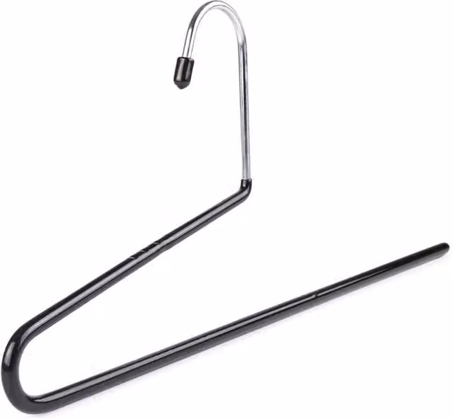 PAWNORA Non-Slip Metal Trouser Bar Coat Hangers with Rubber Grip, Black, W: 30.0 cm, H: 34.0 cm, D: 34.0 cm