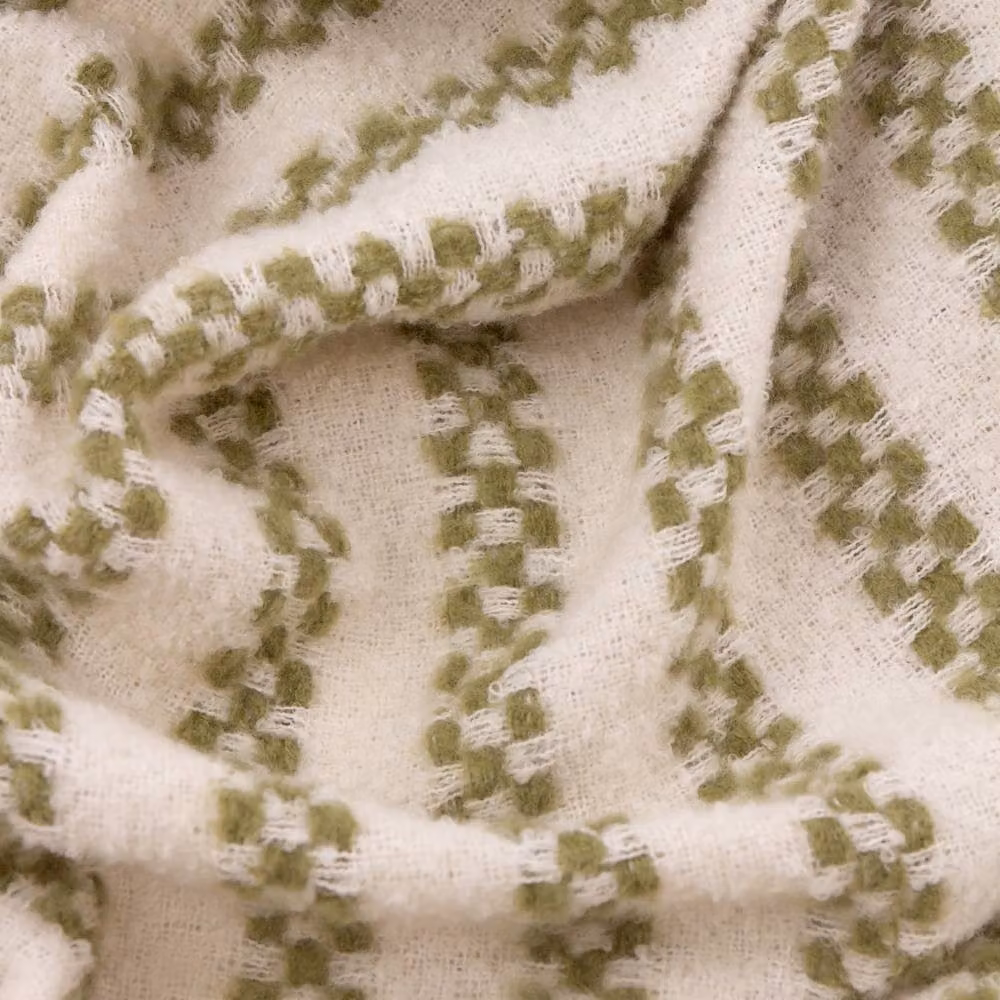 HOEM Clyne Striped Tasselled Throw in Green, W: 130 cm, L: 180 cm – 3