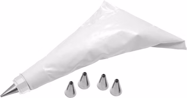 Orsina Assorted Cake Decorating Set with 5 Nozzles and Piping Bag, White