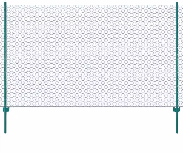 Berkfield Home Green PVC-Coated Steel Wire Mesh Fence with Posts, W: 25 m, H: 2 m