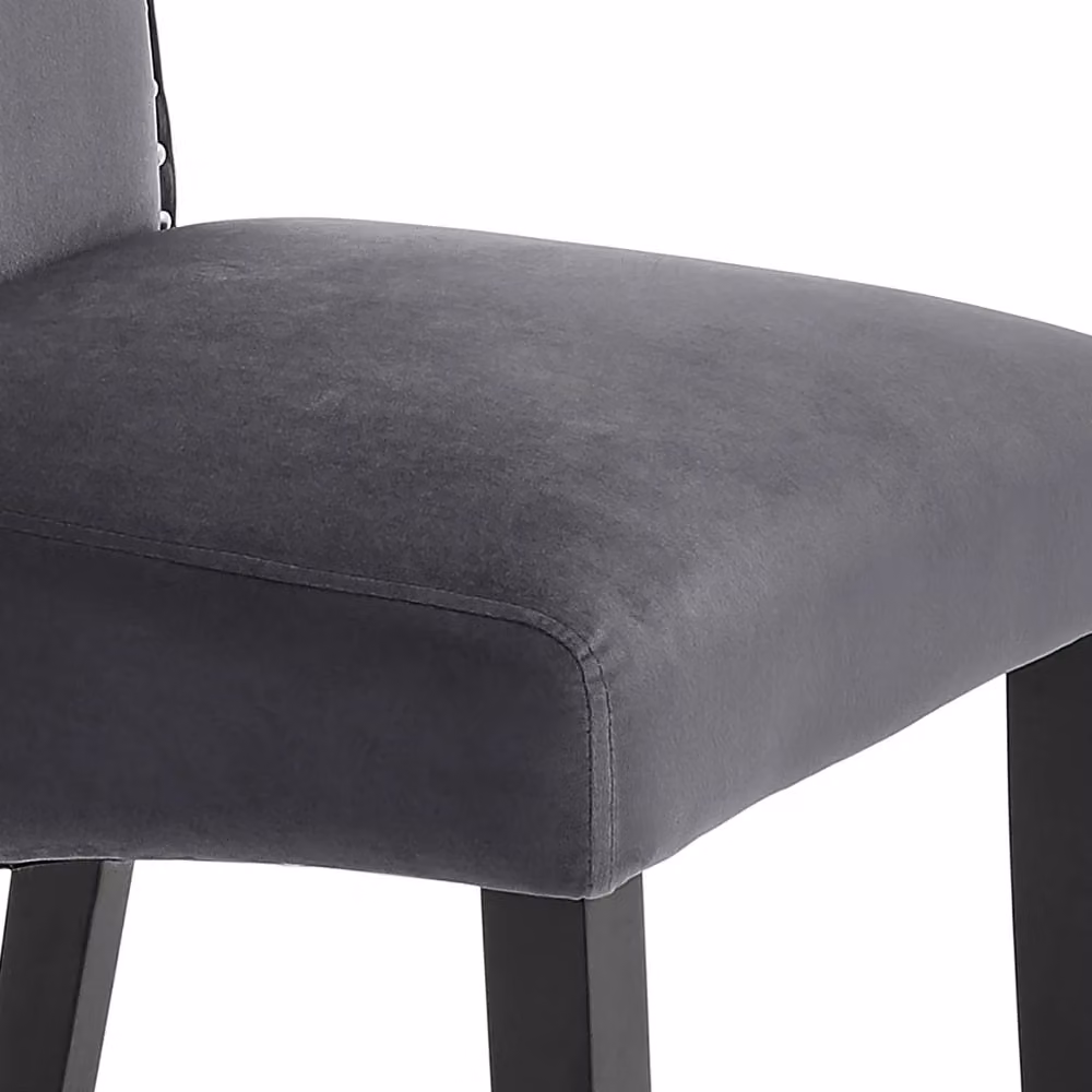 Living and Home Set of 2 Grey Velvet Upholstered High Back Dining and Dressing Chairs with Rivet Detailing – 7