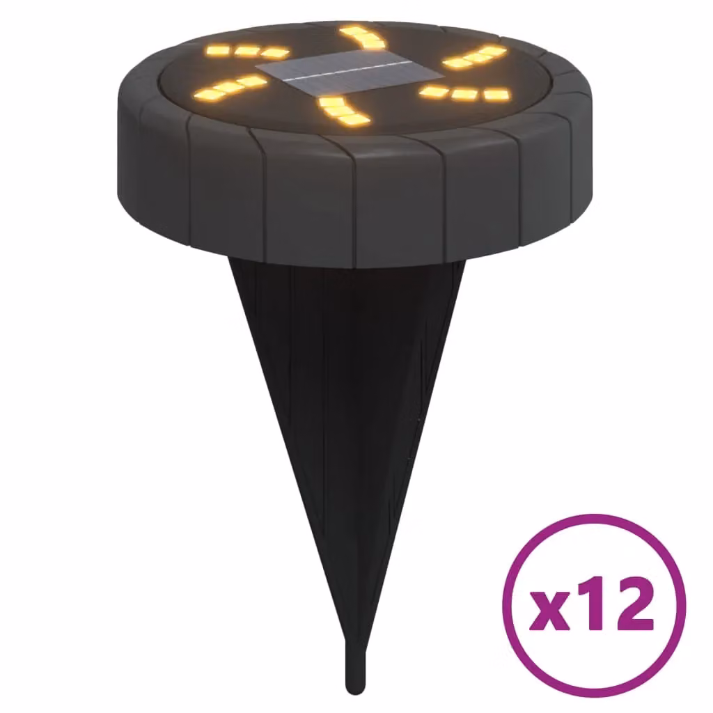 Berkfield Home Solar Ground Lights with Ground Spikes, 12 Pack, Warm White, Black – 2