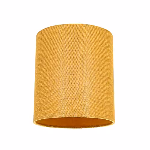 Happy Homewares Modern Yellow and White Fabric Cylinder Lampshade, W/D/H: 16 x 16 x 18 cm – 1