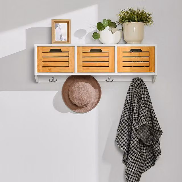 SoBuy Modern Wall Mounted Storage Cabinet with Drawers in White