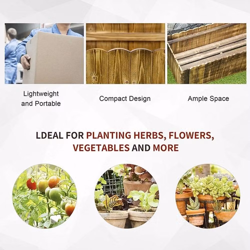 NESTLUNE Brown Wooden Raised Flower Bed Garden Planter Box with 109L Capacity – 5