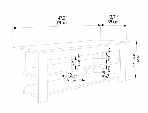 DECOROTIKA Rita Corner TV Unit for TVs up to 55 inches, White and Brown, W/D/H: 120 x 35 x 42 cm – 2