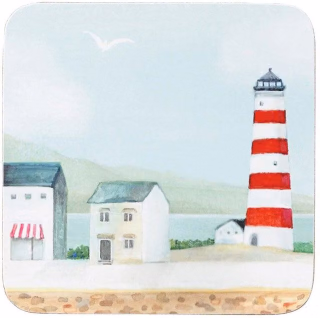 English Tableware Company Set of 4 Square Cork Coasters in Multicolour and Turquoise