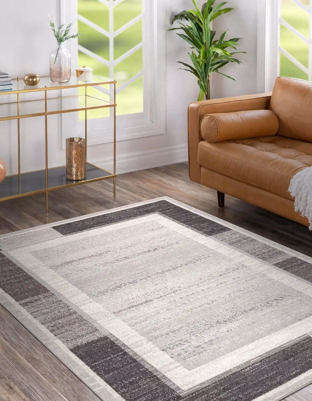RugsX Geometric Minimalist Wool Rug in Beige and Grey, W: 80 cm, L: 150 cm – 3
