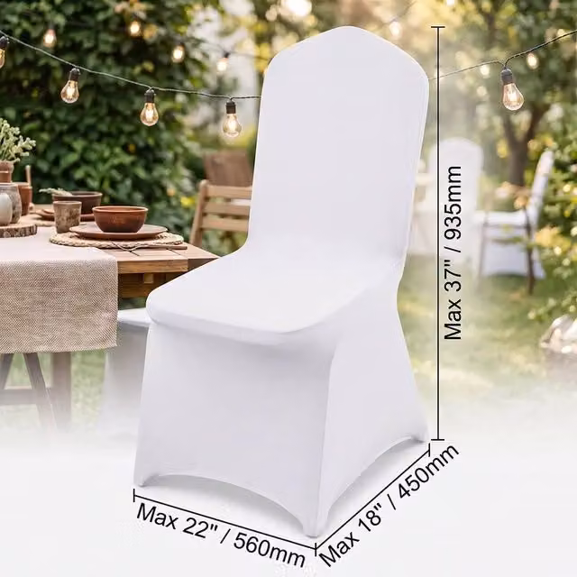 NESTLUNE White Stretch Spandex Dining Chair Cover, 1 Piece