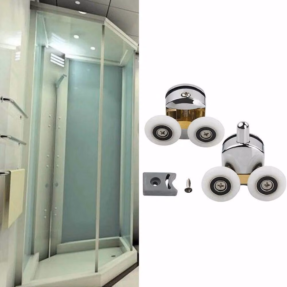 FLAVORA 4Pcs 23mm Twin Shower Door Rollers in Silver Chrome – 4