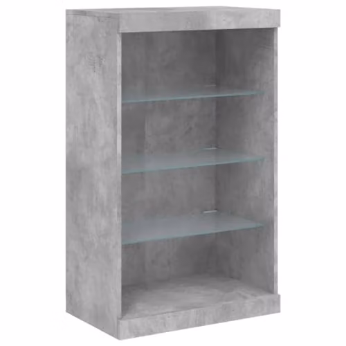 vidaXL Modern Sideboard with Integrated LED Lights in Concrete Grey, W: 60.5 cm, D: 37 cm, H: 100 cm