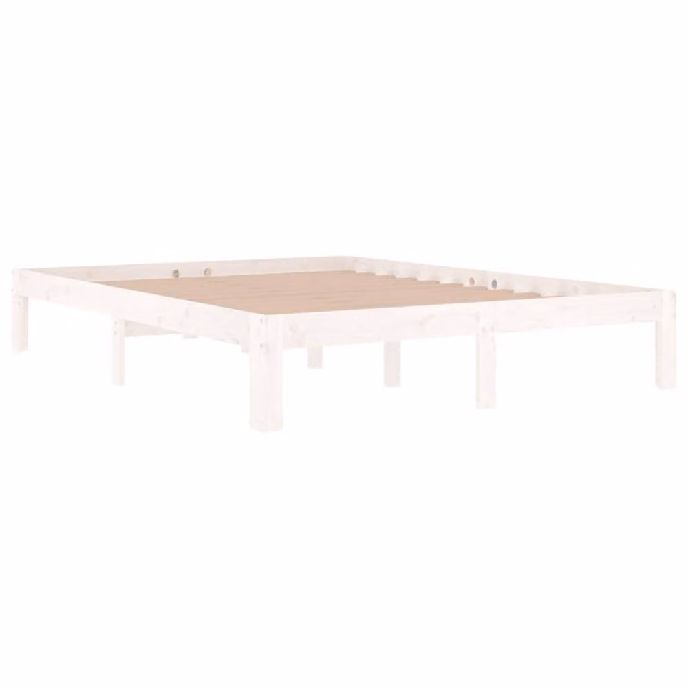 Berkfield Home White Solid Wood Pine Bed Frame W/D/H: 140 x 190 cm – 3