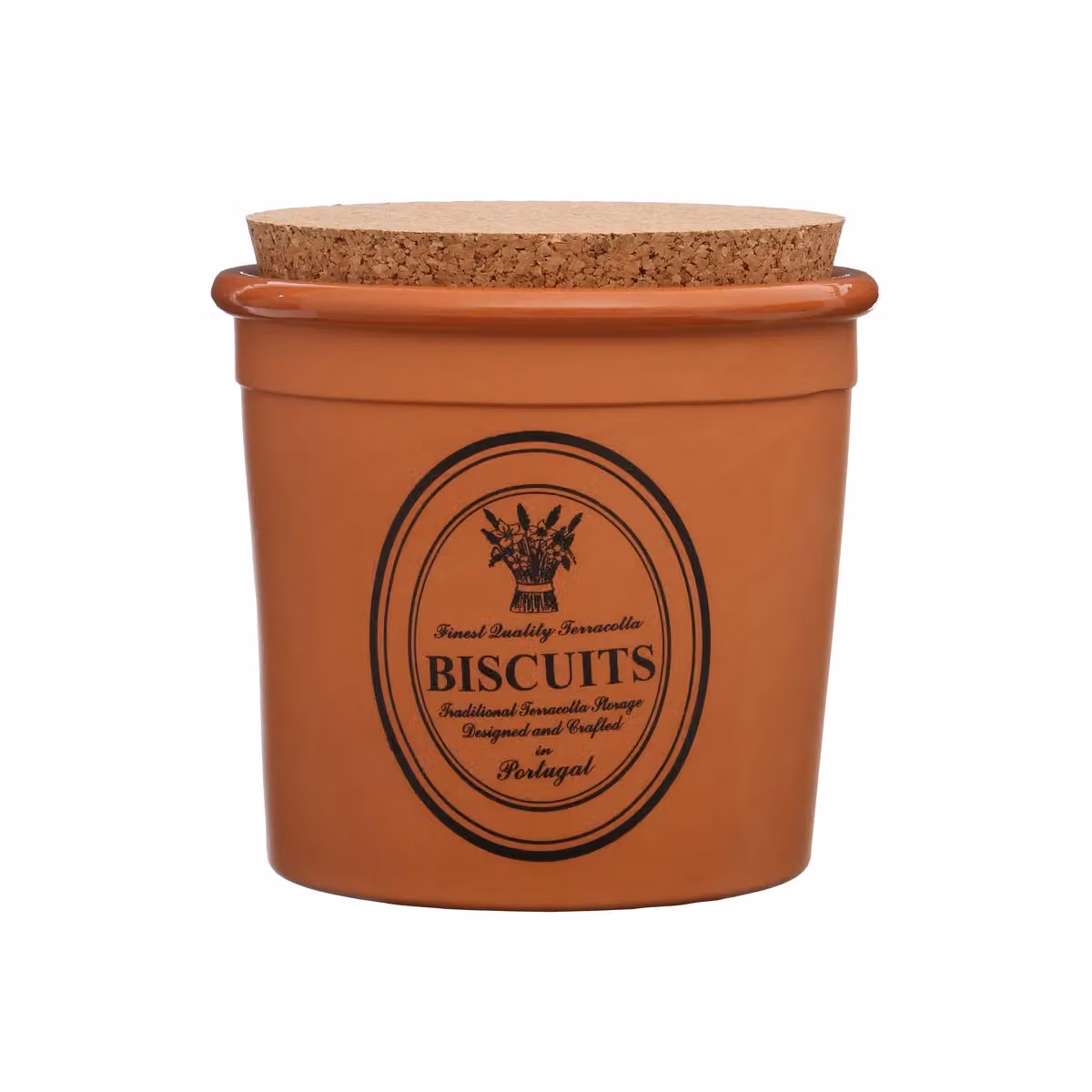 Orsina Porto Ceramic Biscuit Canister with Cork Lid in Brown – 3