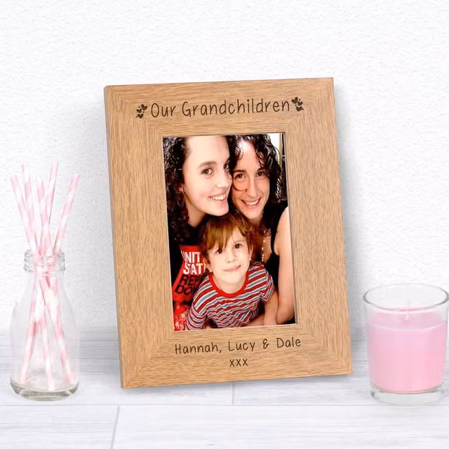 Uniqueful Personalised Our Grandchildren Wood Picture Frame, Brown, W/H: 10 x 15 cm