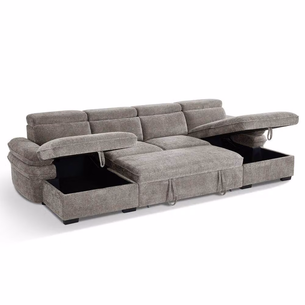 Furnishings For Less UK Blake U-Shaped 5 Seater Fabric Corner Sofa Bed in Grey – 2