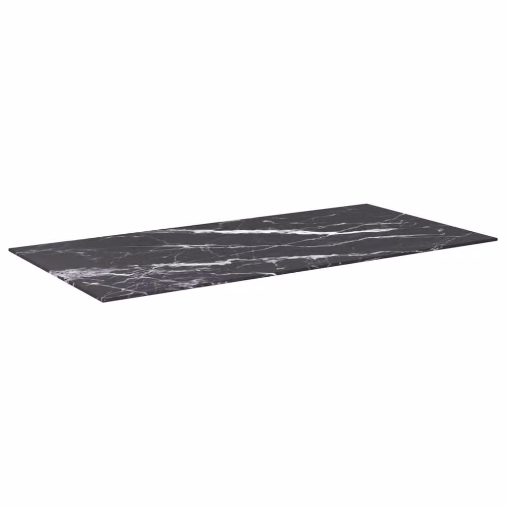 Berkfield Home Black Marble Design Tempered Glass Table Top, W: 100 cm, D: 50 cm, Thickness: 0.6 cm – 2