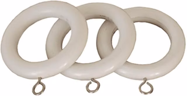Terrys White Wooden Curtain Rings 28mm