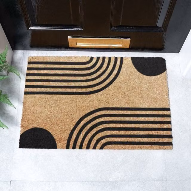 Artsy Mats Simple Abstract Lines Grey Doormat, W: 60 cm, D: 40 cm – 1
