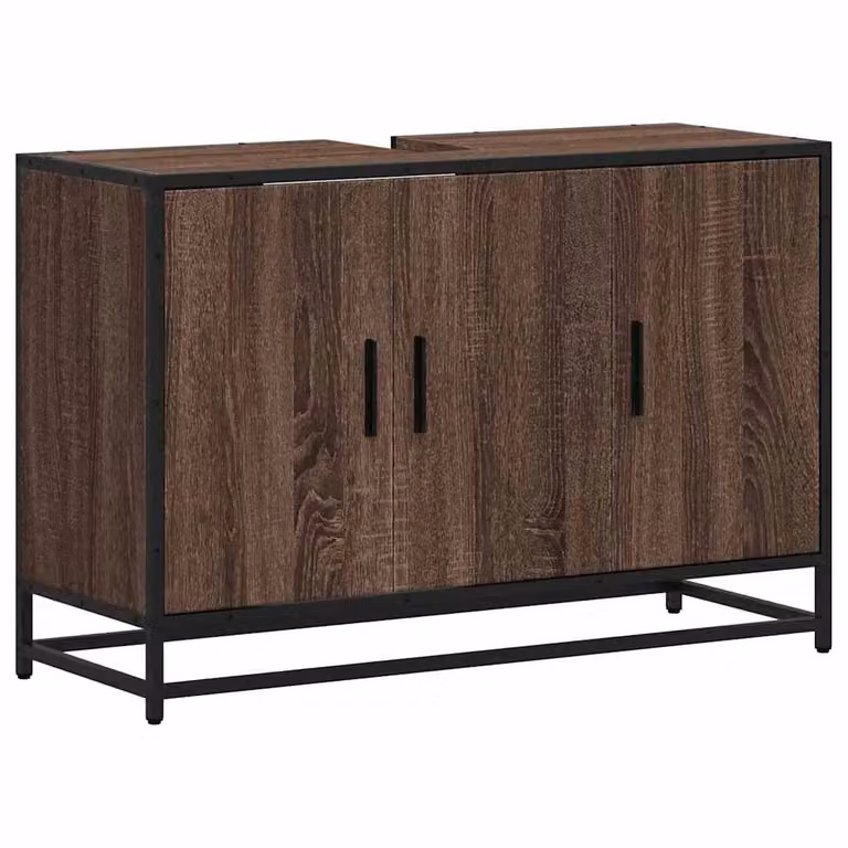 Berkfield Home Brown Oak Bathroom Sink Cabinet W/D/H: 90 x 33 x 60 cm
