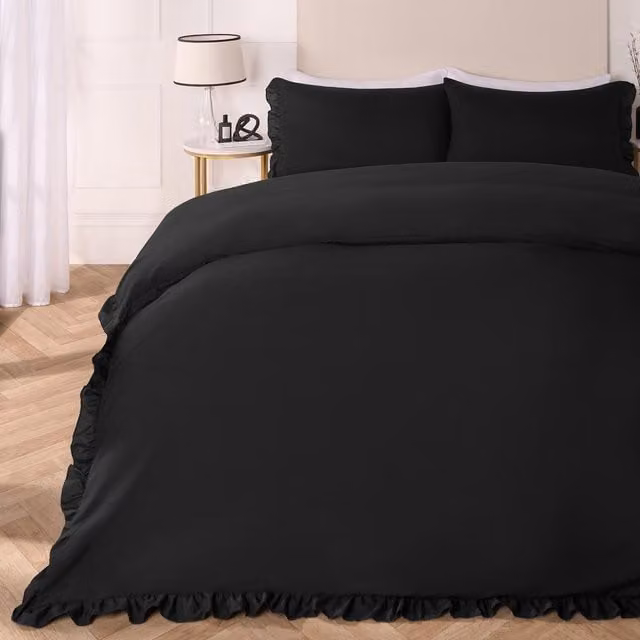 OHS Black Plain Duvet Cover, W: 140 cm, L: 200 cm