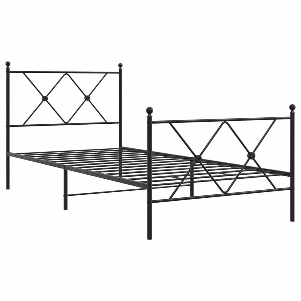 Berkfield Home Metal Bed Frame with Footboard in Black, W/D/H: 90 x 200 cm – 3