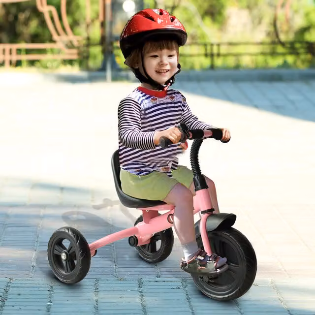 HOMCOM Pink Toddler Tricycle with Adjustable Seat and Bell